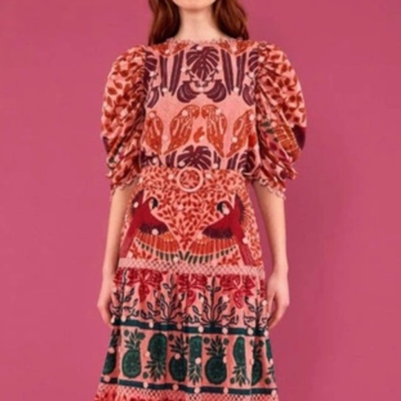 Farm Rio Ainika Print Macaws Blouse Size XS - Picture 2 of 10